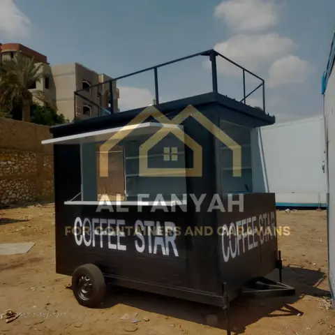 عربة كافيه متنقلة فود تراك 2×2.5 متر ساندويتش بانل