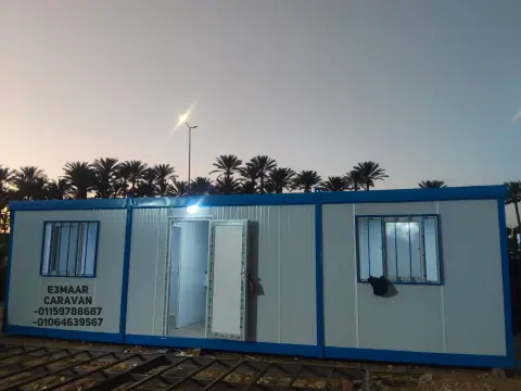 كرفان إداري 3×9 متر غرفتين وحمام وأوفيس – ساندويتش بانل صاج في صاج